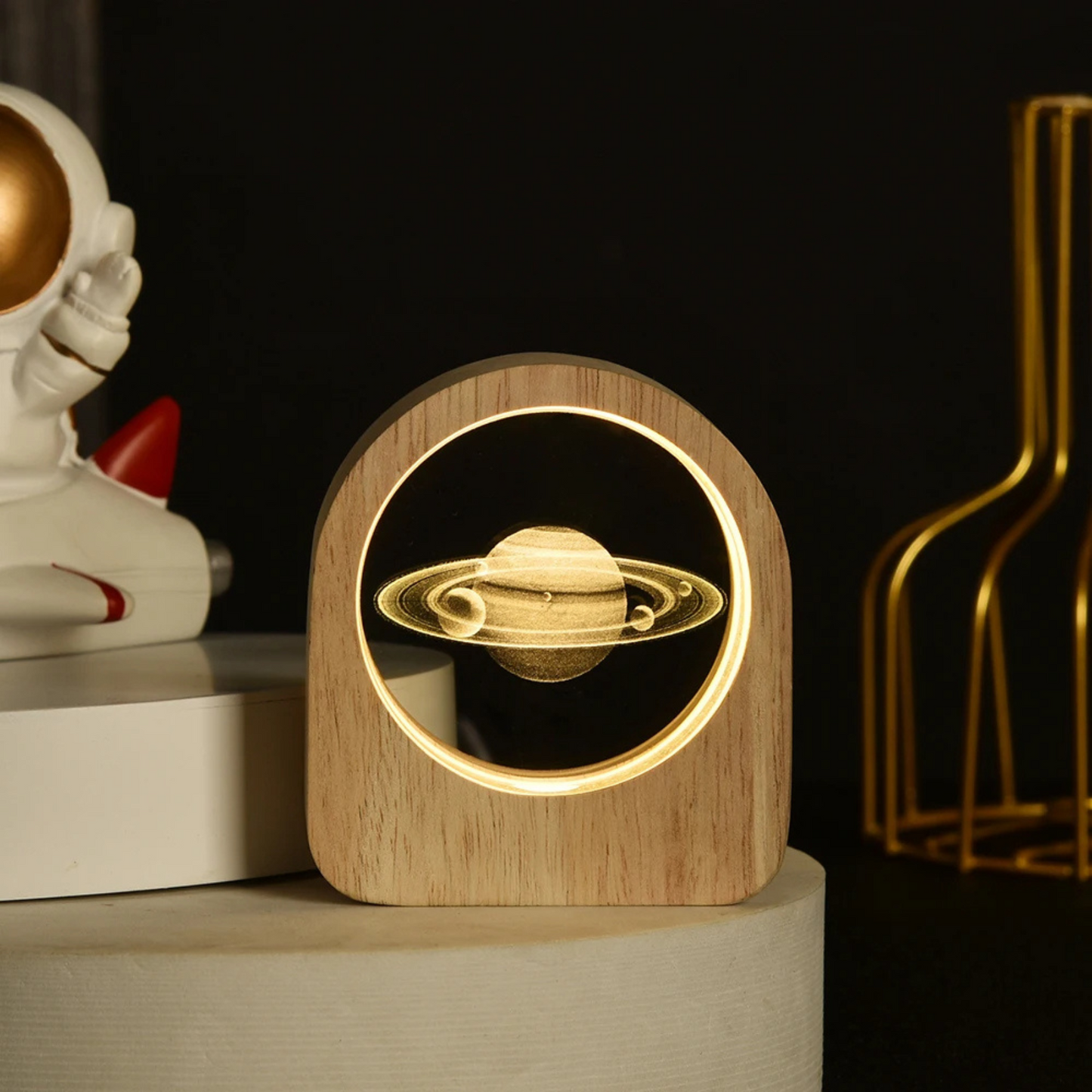 Wooden Solar Galaxy Desk Decor