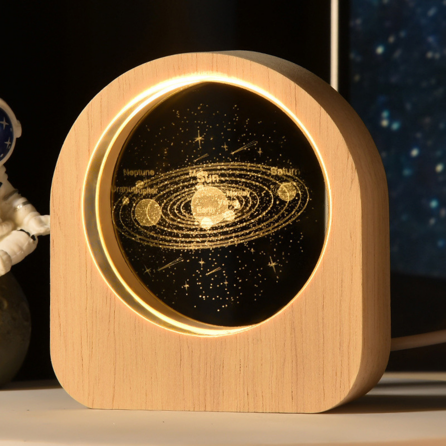Wooden Solar Galaxy Desk Decor