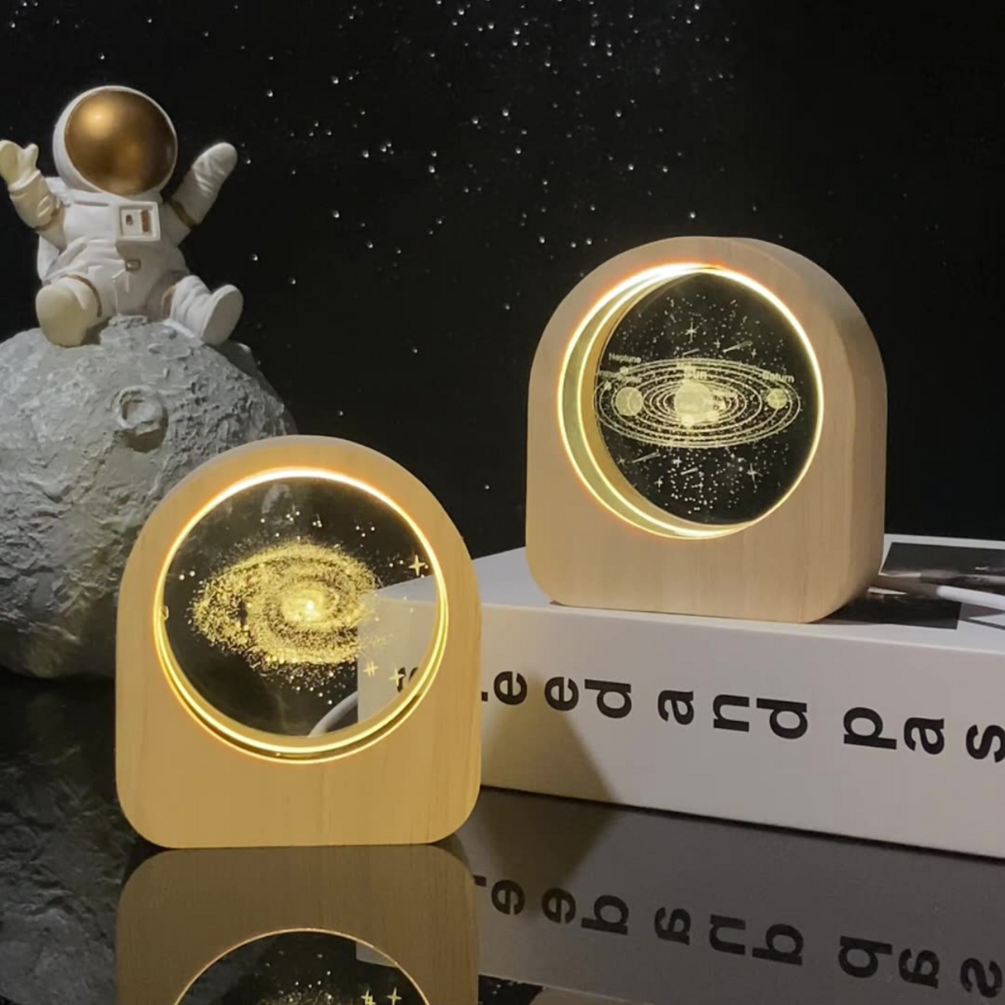Wooden Solar Galaxy Desk Decor